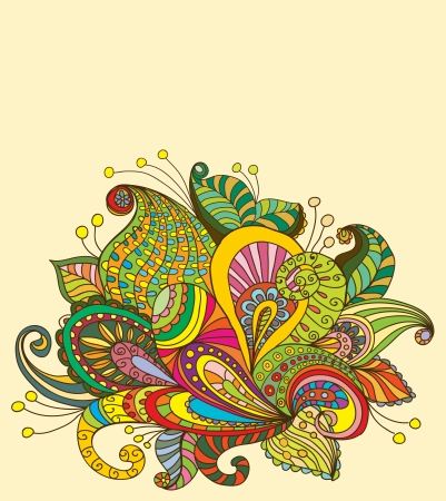 Doodle color floral background, illustration for your designのイラスト素材