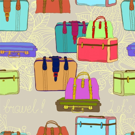 travel suitcases seamless illustrationのイラスト素材