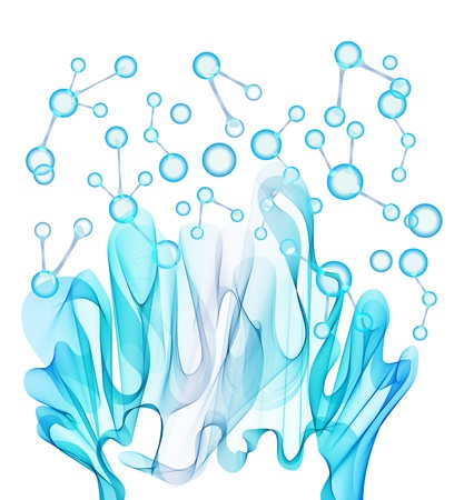 Abstract wave and molecule background, blue illustrationのイラスト素材
