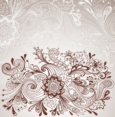 Romantic hand drawn floral background with label, illustration designのイラスト素材