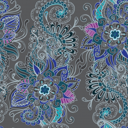 Seamless floral background, hand drawn illustration for designのイラスト素材