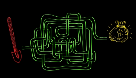 labyrinth with moneyのイラスト素材