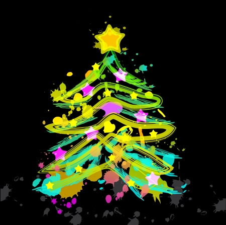New year abstract blot color furtree over darkのイラスト素材