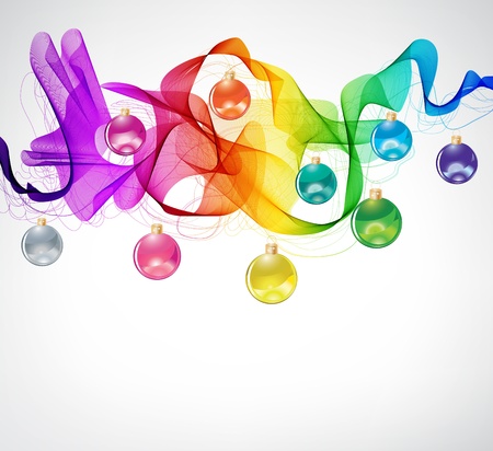 New year abstract background with colorful balls and waveのイラスト素材