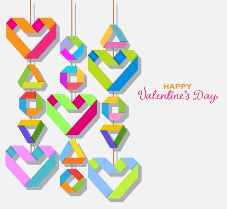 Background with color paper hearts for Valentine designのイラスト素材