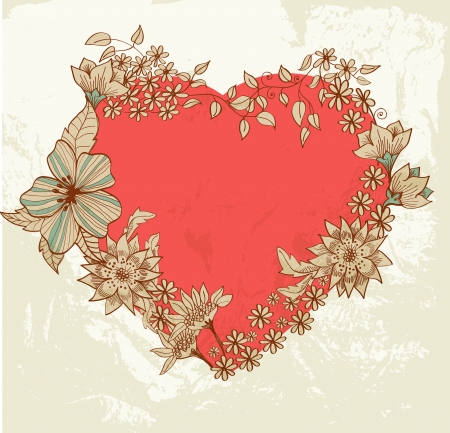 Floral Valentine background with heart for designのイラスト素材