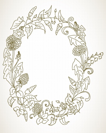 Background with wild flower wreath for romantic or holiday designのイラスト素材
