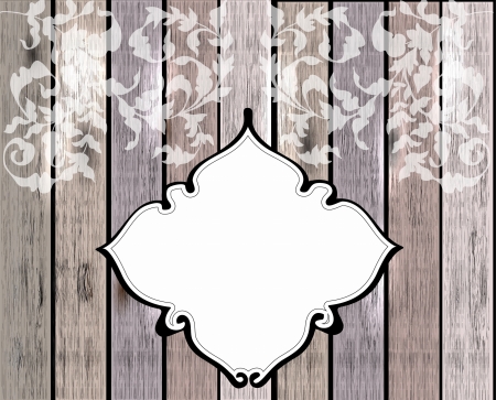 Floral vintage ornament over wood background with place for text,  for designのイラスト素材