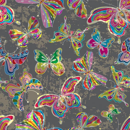 Seamless vintage color butterfly background for designのイラスト素材
