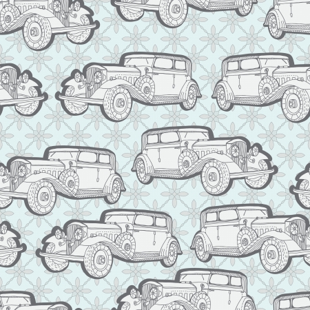 Seamless background with retro car for designのイラスト素材