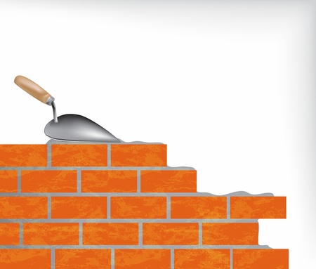Brick wall and trowel illustrationのイラスト素材