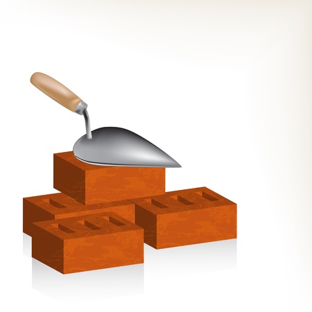 Brick wall and trowel illustrationのイラスト素材