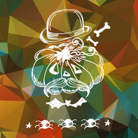 Halloween pumpkin over abstract background, retro styleのイラスト素材