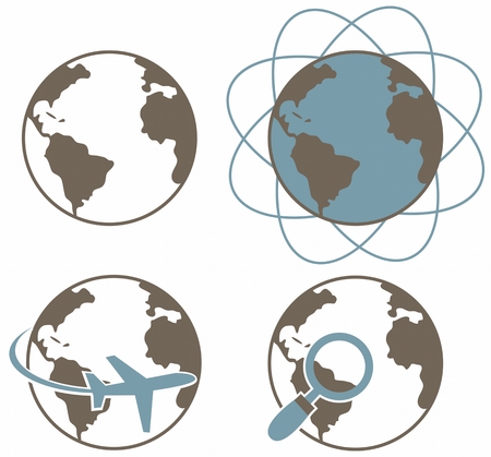 Globe earth icons set over white backgroundのイラスト素材