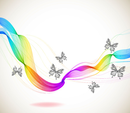 Colorful abstract background with butterfly and wave, illustrationのイラスト素材