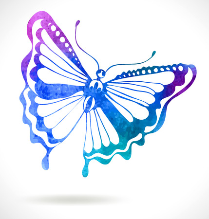 Colorful background with watercolor butterfly illustrationのイラスト素材