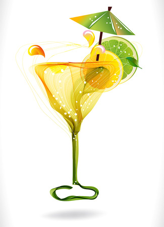 Abstract colorful cocktail with fruit over whiteのイラスト素材