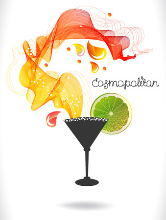 Abstract colorful cocktail with fruit over whiteのイラスト素材