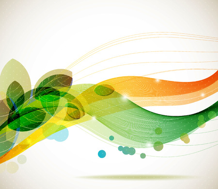 Abstract colorful template background, Brochure design with beautiful wave, natural eco design with leafのイラスト素材