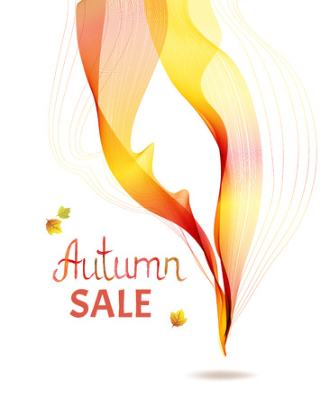 Abstract colorful template background, Brochure design with beautiful wave, natural eco design with leaf, Autumn colors, good with white backgroundのイラスト素材