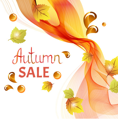 Abstract colorful template background, Brochure design with beautiful wave, natural eco design with leaf, Autumn colors, good with white backgroundのイラスト素材
