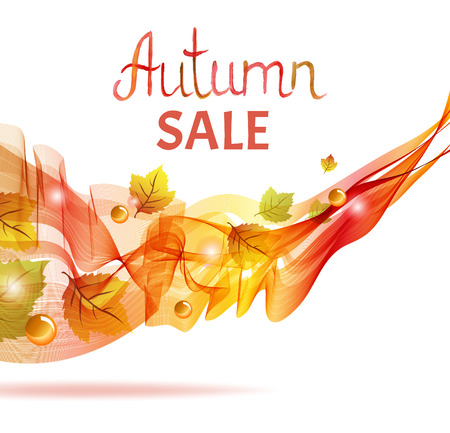 Abstract colorful template background, Brochure design with beautiful wave, natural eco design with leaf, Autumn colors, good with white backgroundのイラスト素材