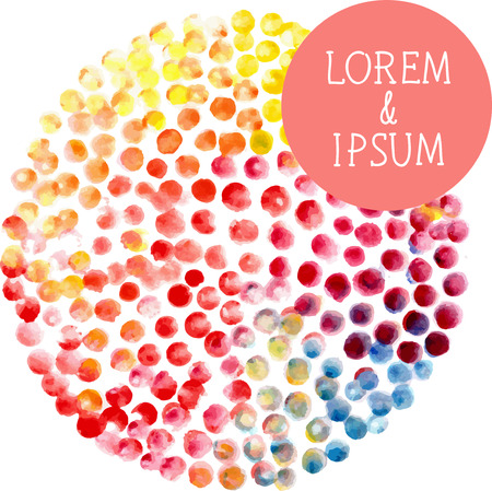 Watercolor circlesbackground with place for text. Color hand drawn circles ornament. Round shapes.のイラスト素材