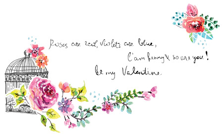 Watercolor floral frame for wedding invitationのイラスト素材