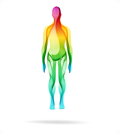 Yoga pose, Abstract color illustration over white backgroundのイラスト素材