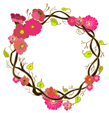 Floral wreath over whiteのイラスト素材