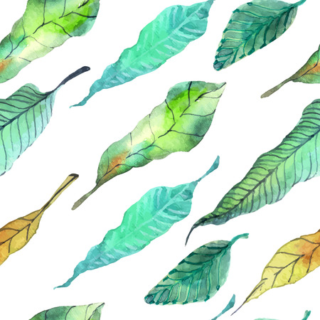 Watercolor leaves seamless floral background,  leaf patternの写真素材