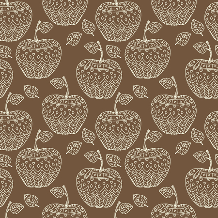Doodle Seamless pattern with applesのイラスト素材
