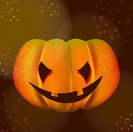 Bright Halloween pumpkin over dark, modern illustrationのイラスト素材