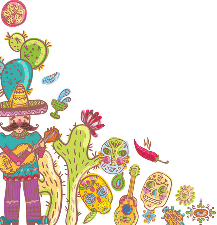 Mexico illustrations, colorful compositionの写真素材