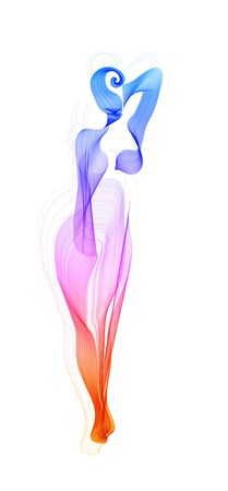 Abstract modern illustration, beautiful color background with young female modelのイラスト素材