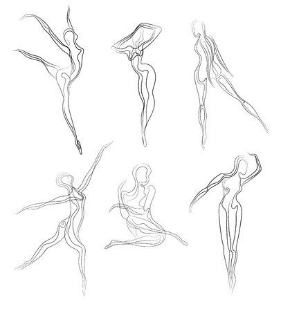 Woman dancer, ballerina, elegant silhouette, modern fashion illustrationのイラスト素材