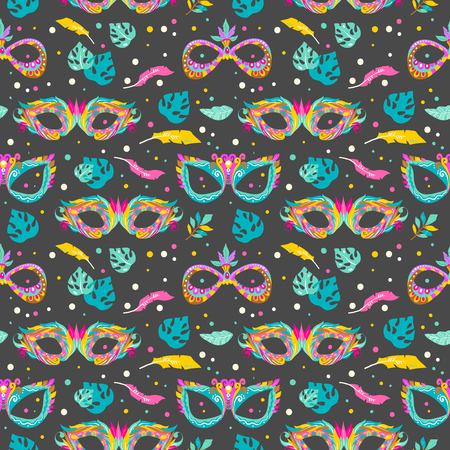 Seamless pattern with carnival masksの写真素材