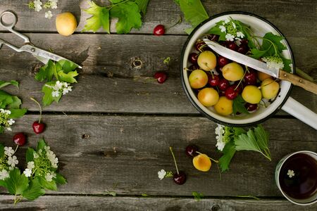 Fruits over wood rusticの写真素材