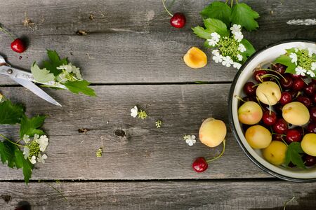 Fruits over wood rusticの写真素材
