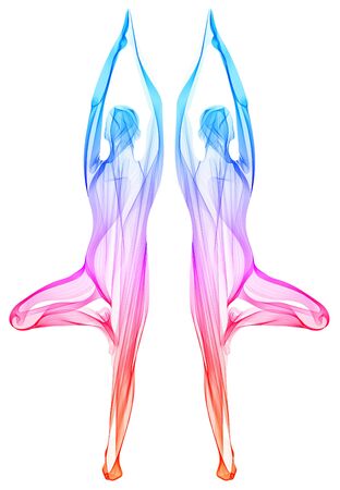 Abstract human's silhouette, standing yoga pose, asana, bright, colorful modernの写真素材