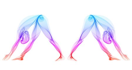 Abstract human's silhouette, standing yoga pose, asana, bright, colorful modernの写真素材