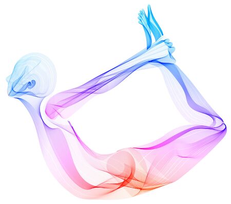 Abstract human's silhouette, lying yoga pose, asana, bright, colorful modernの写真素材