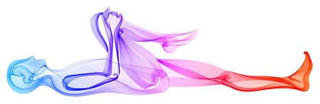 Abstract human's silhouette, lying yoga pose, asana, bright, colorful modernの写真素材