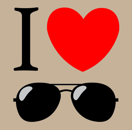 print I love sunglasses illustration backgroundのイラスト素材