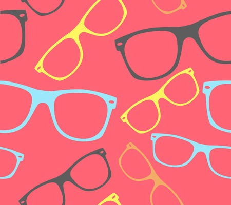 glasses seamless pattern retro hipster sunglasses. vector abstract backgroundのイラスト素材