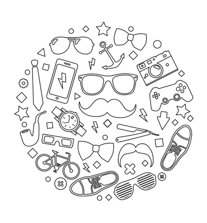 Set of fashionable men's accessories. illustration backdrop templateのイラスト素材