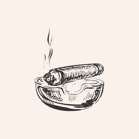 Smoking Cigar With Ashtrayのイラスト素材