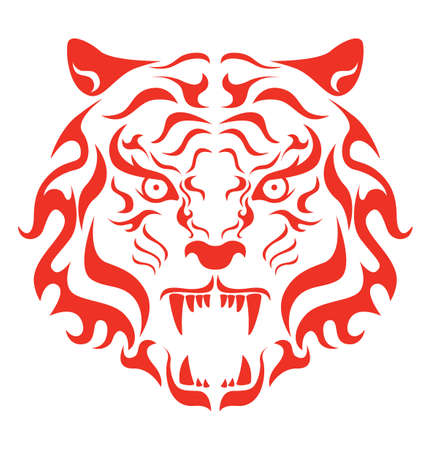 Tiger Roaring Head Vector illustration of a Tiger H ead.のイラスト素材