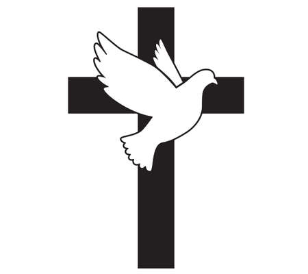 Dove flying with a Symbol of Religion. Dove Of Peace.のイラスト素材