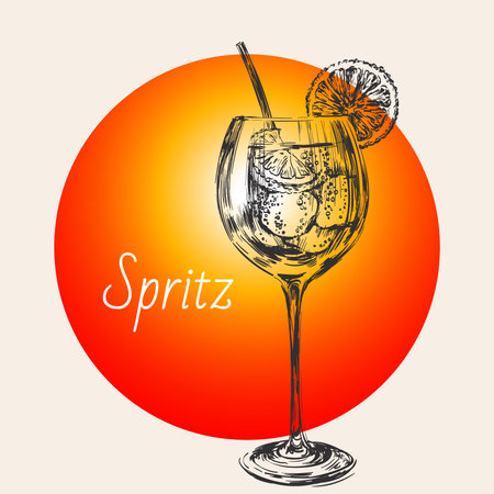 tropical drinks Hand Drawn Summer Cocktail Drink Vector Illustrationのイラスト素材